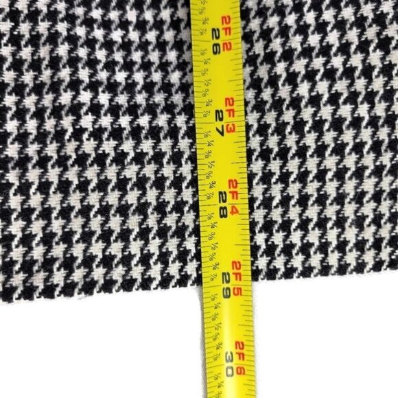 Sag Harbor Womens Blazer Size 12 Black White Houndstooth Velour Collar Long Wool - Picture 6 of 9